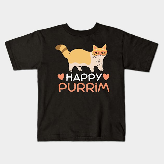 Happy Purrrim Kitty Cat Jewish Purim Kids T-Shirt by larfly